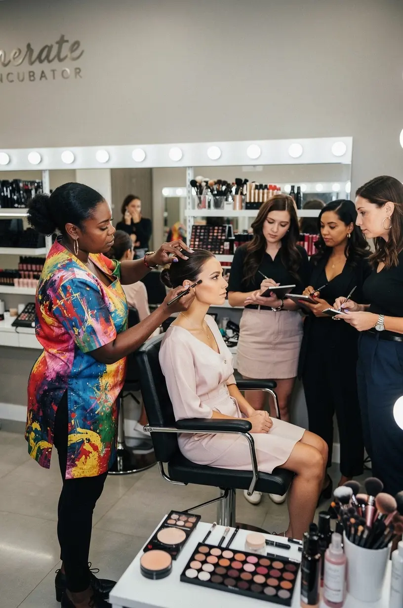 Przestrzeń do pracy w inkubatorze piękna z nowoczesnym wyposażeniem i ergonomicznymi stanowiskami.